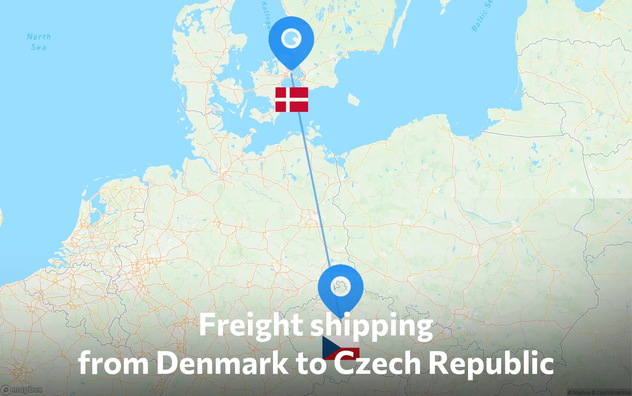 Shipping route from Denmark to Czech Republic