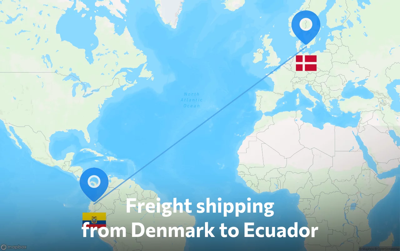 Shipping route from Denmark to Ecuador