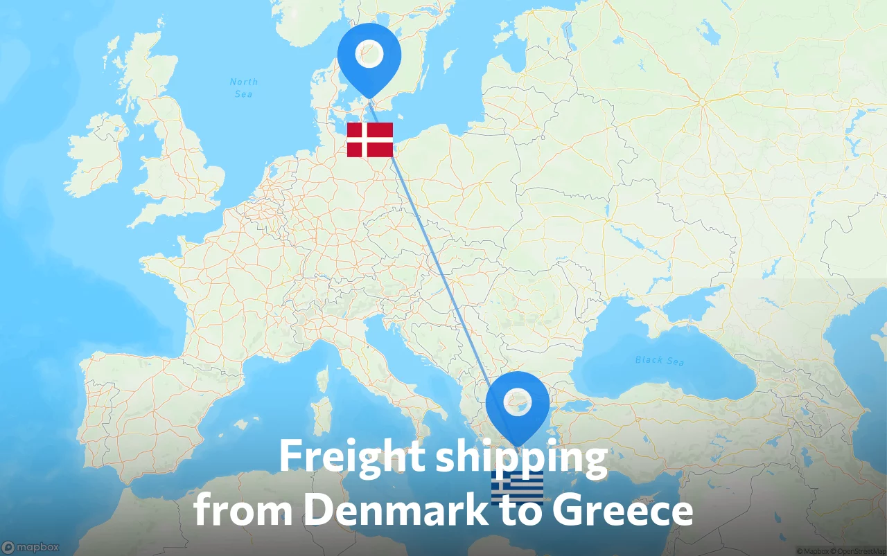 Shipping route from Denmark to Greece