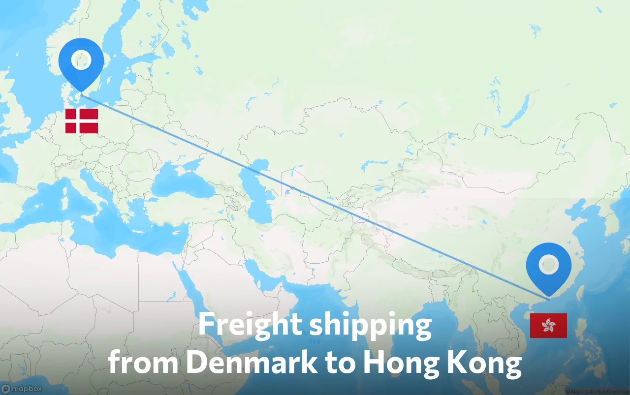 Shipping route from Denmark to Hong Kong