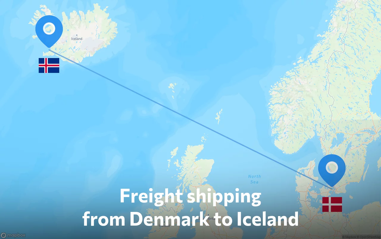 Shipping route from Denmark to Iceland