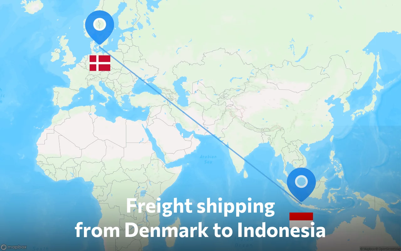 Shipping route from Denmark to Indonesia