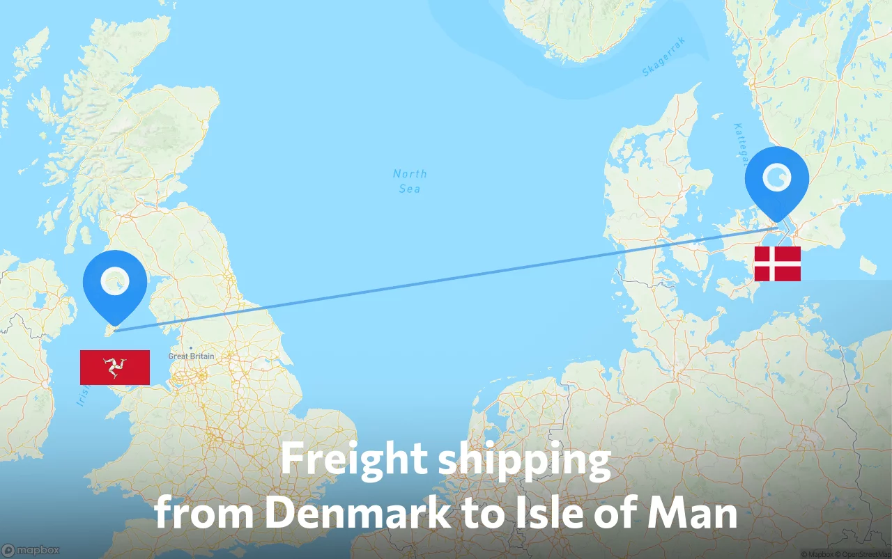 Shipping route from Denmark to Isle of Man
