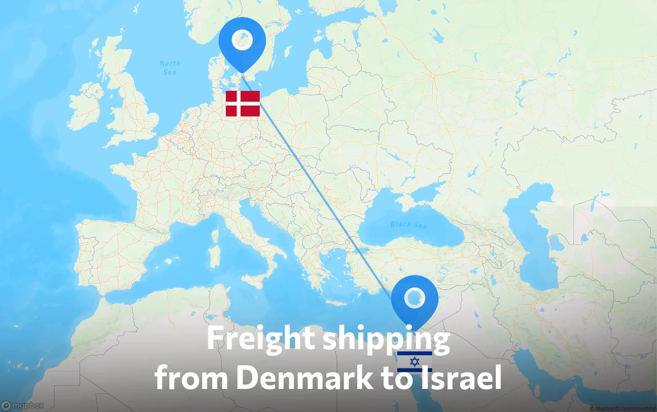 Shipping route from Denmark to Israel