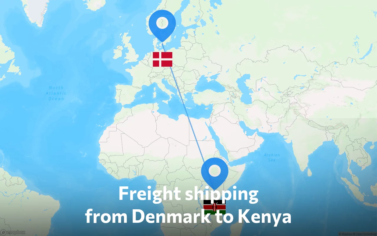 Shipping route from Denmark to Kenya
