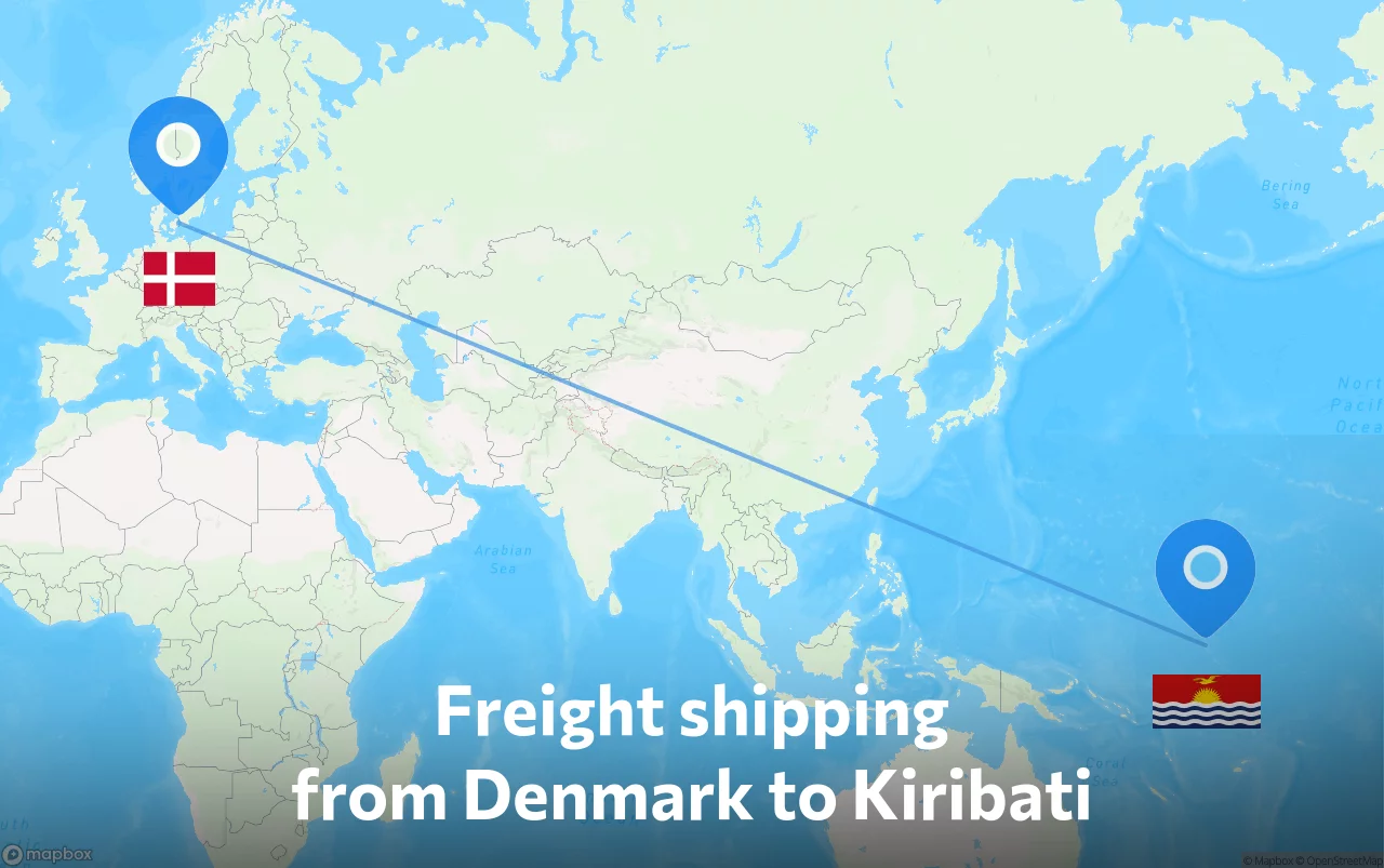 Shipping route from Denmark to Kiribati