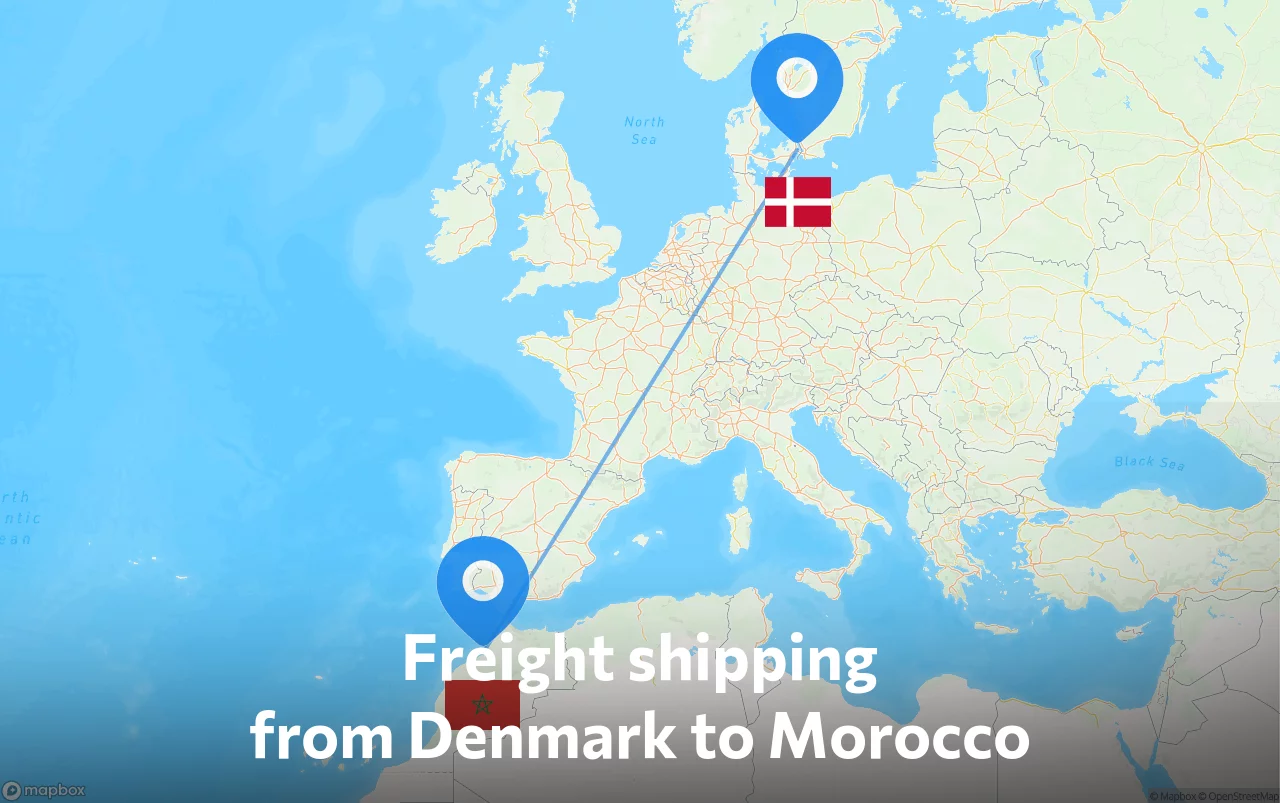 Shipping route from Denmark to Morocco