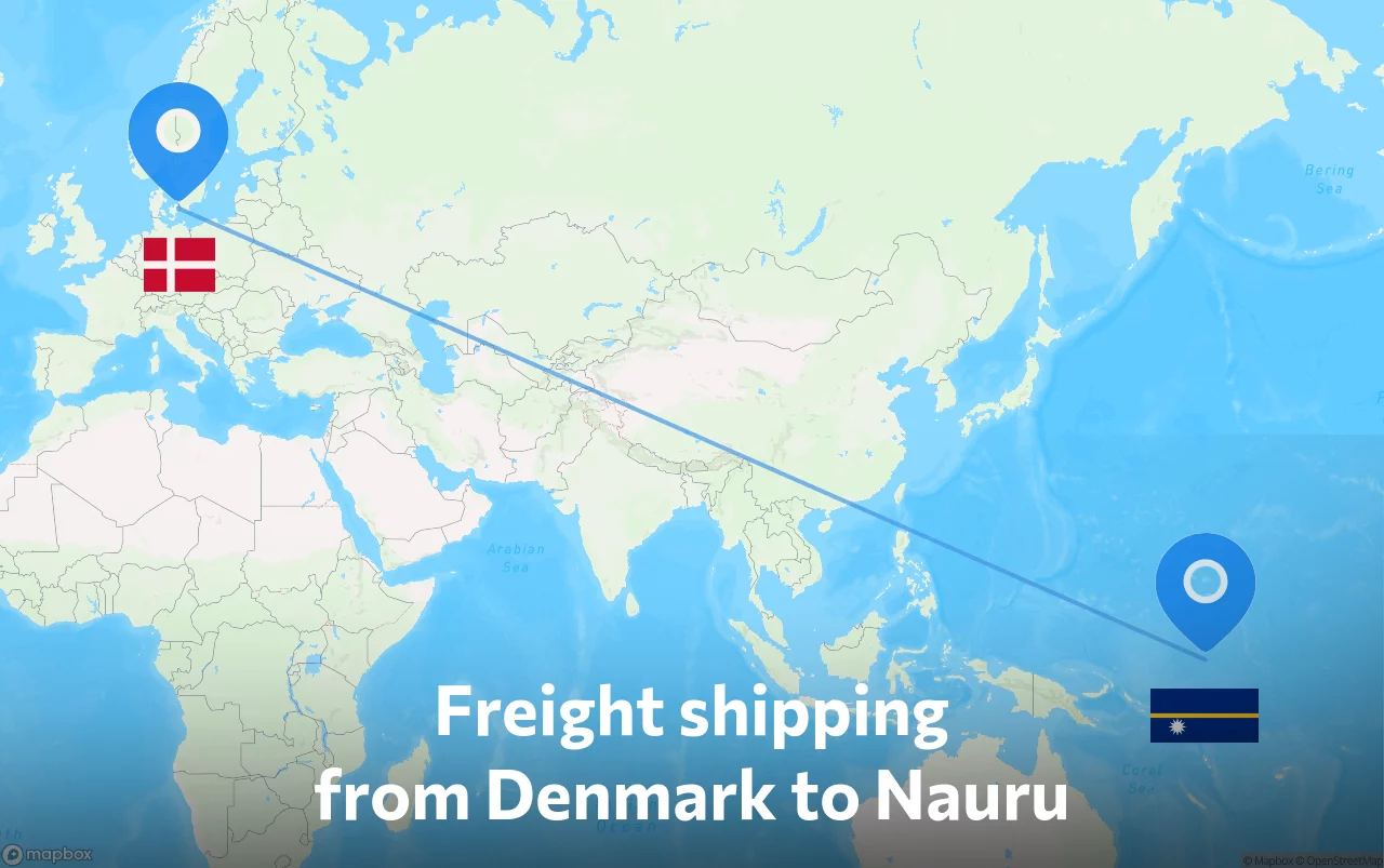 Shipping route from Denmark to Nauru