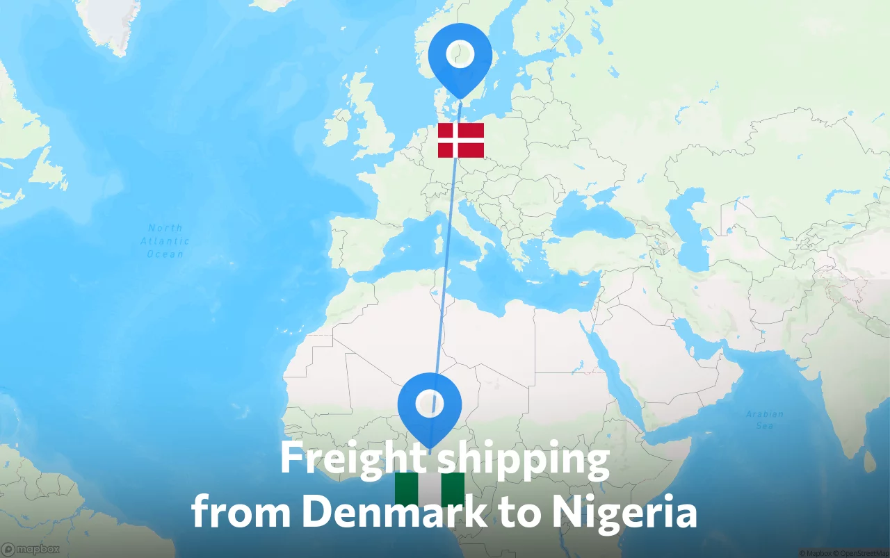 Shipping route from Denmark to Nigeria