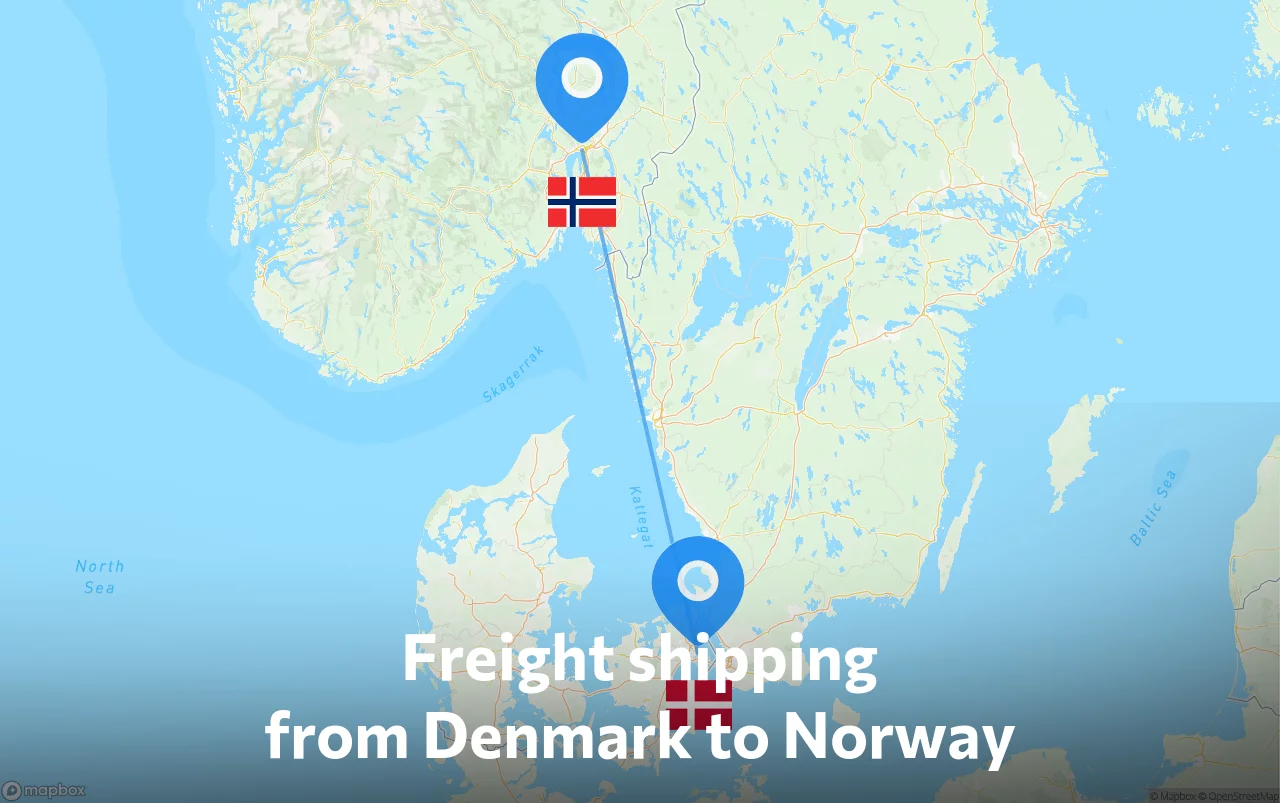 Shipping route from Denmark to Norway
