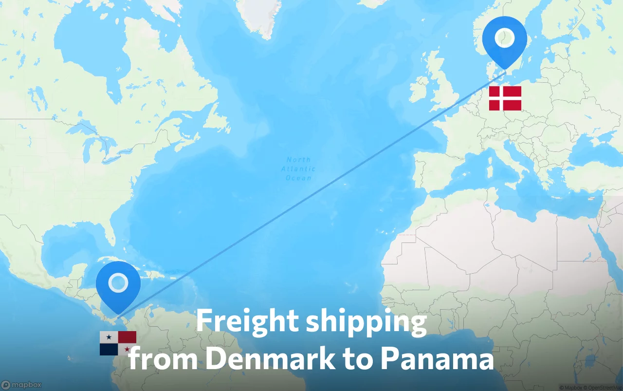 Shipping route from Denmark to Panama