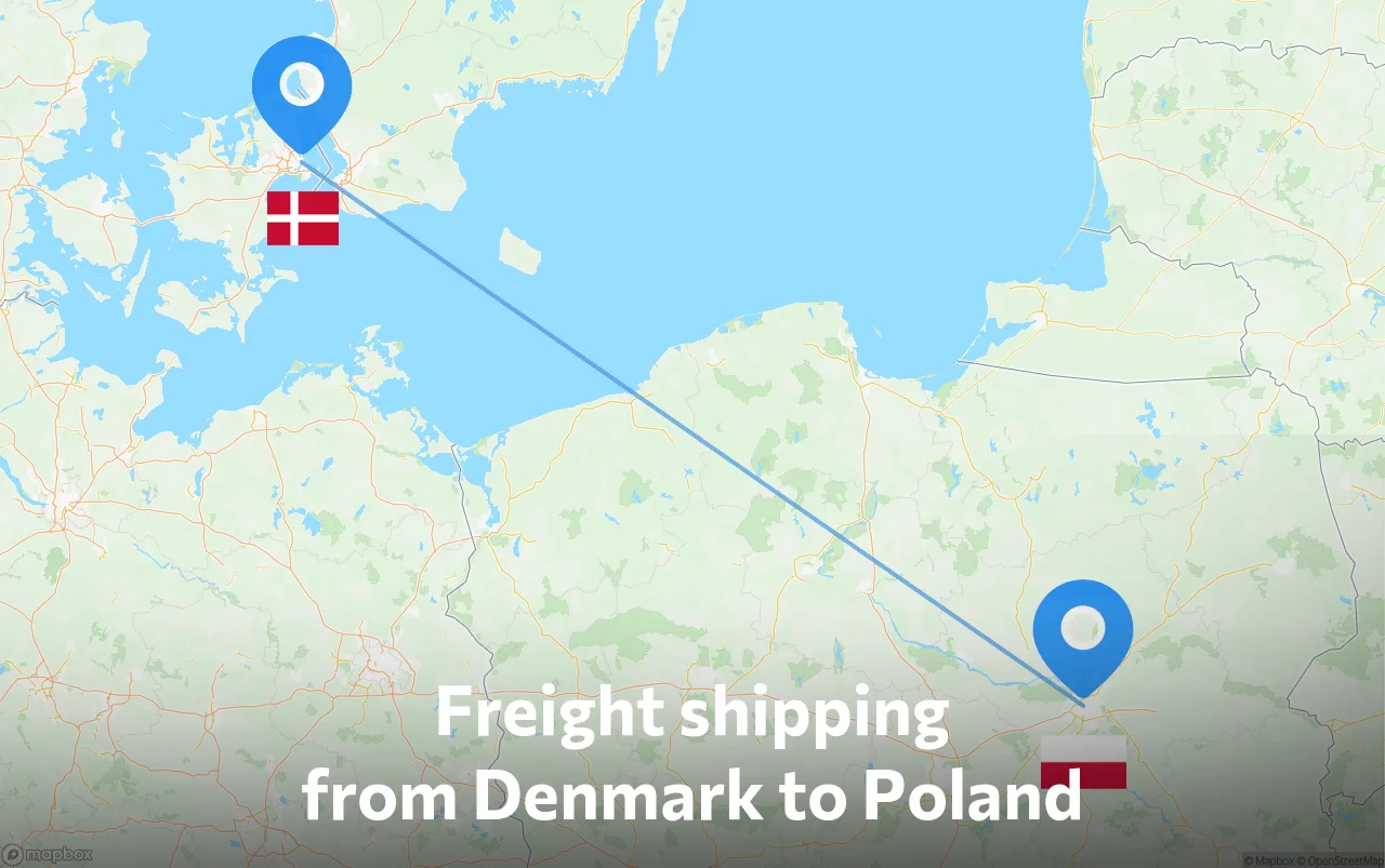 Shipping route from Denmark to Poland