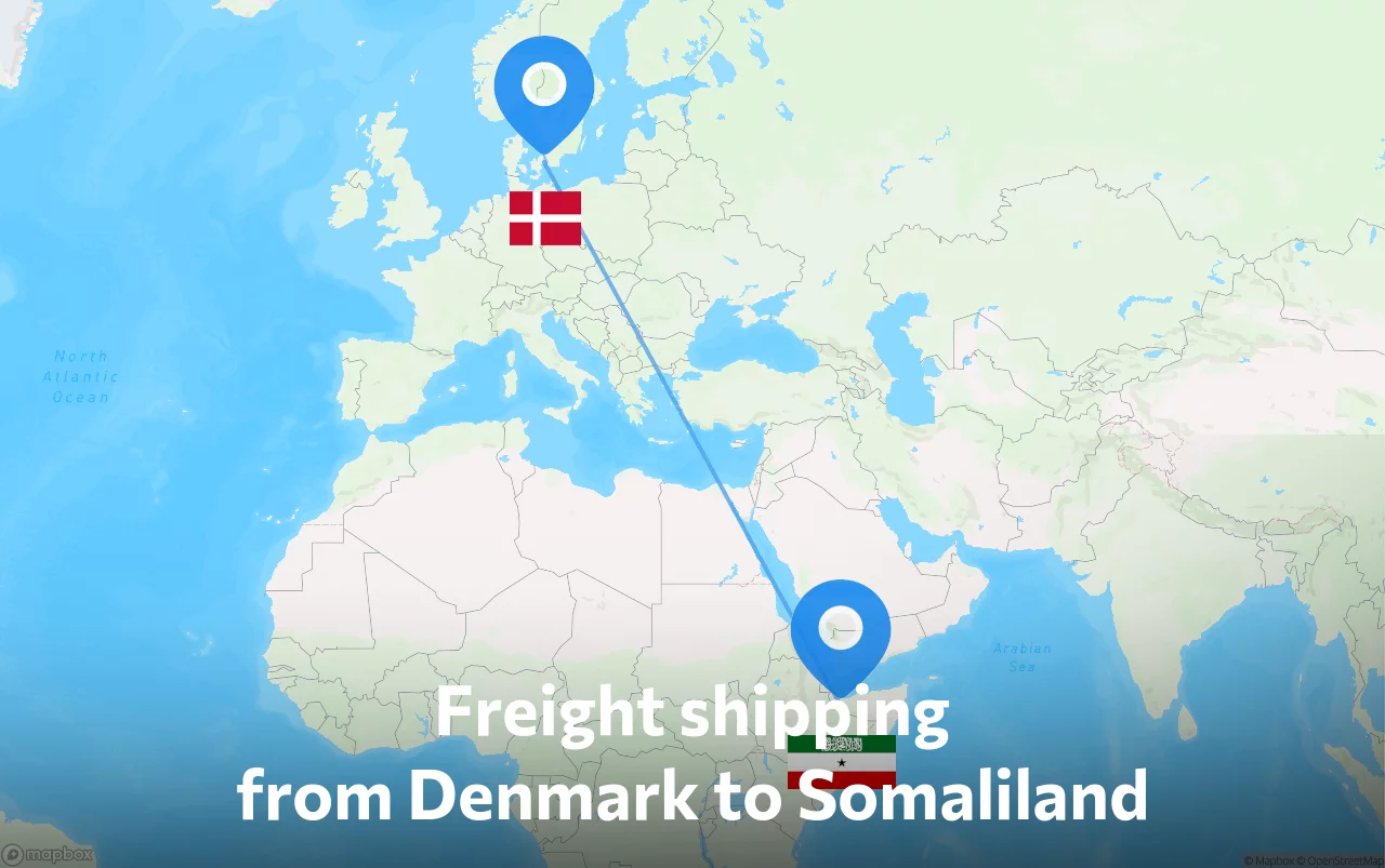 Shipping route from Denmark to Somaliland