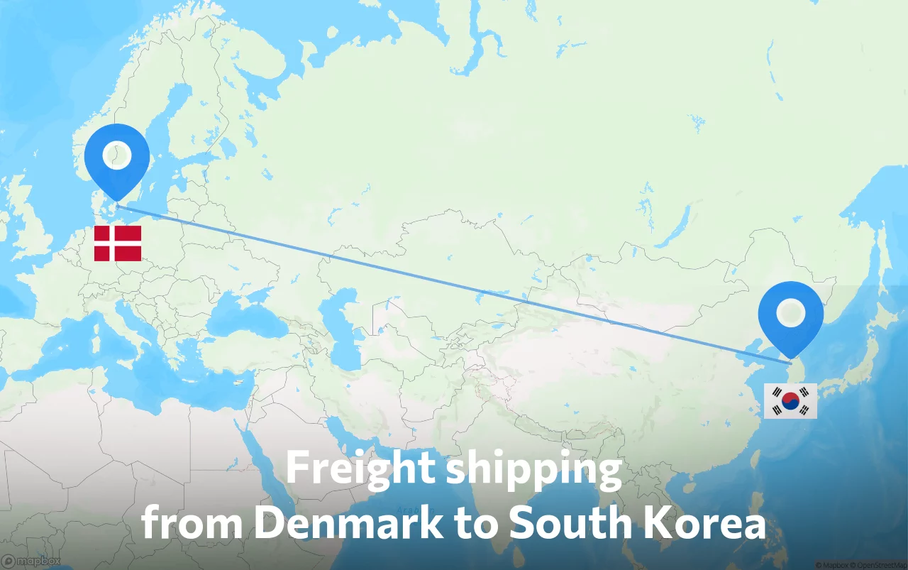 Shipping route from Denmark to South Korea
