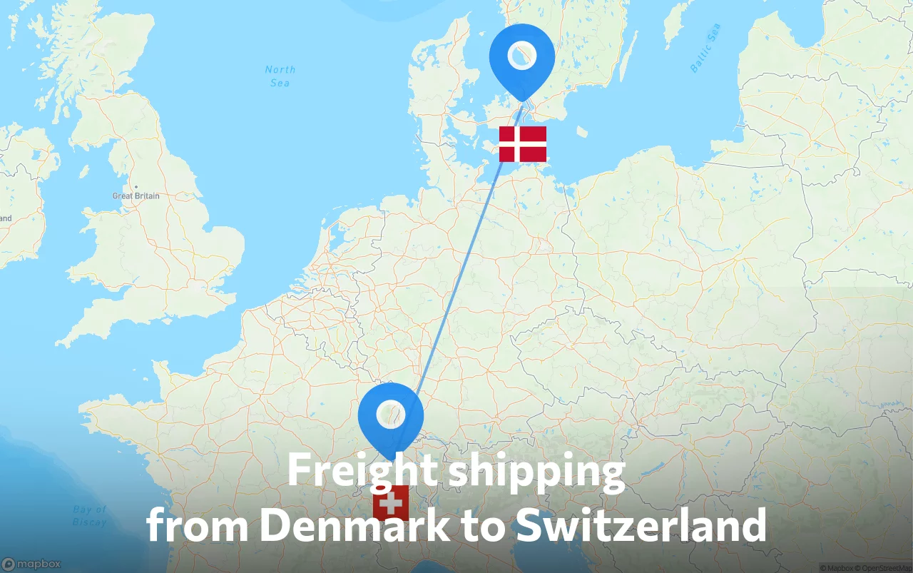Shipping route from Denmark to Switzerland