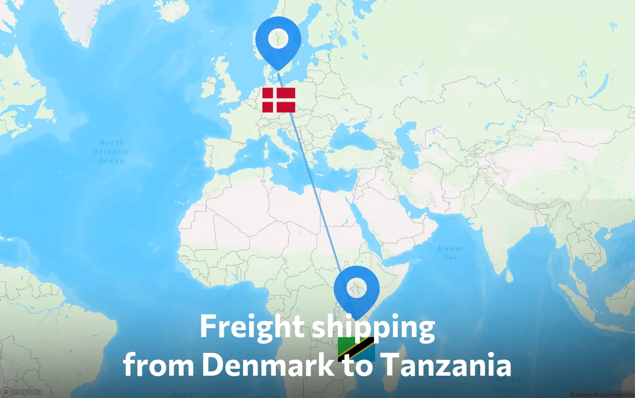 Shipping route from Denmark to Tanzania