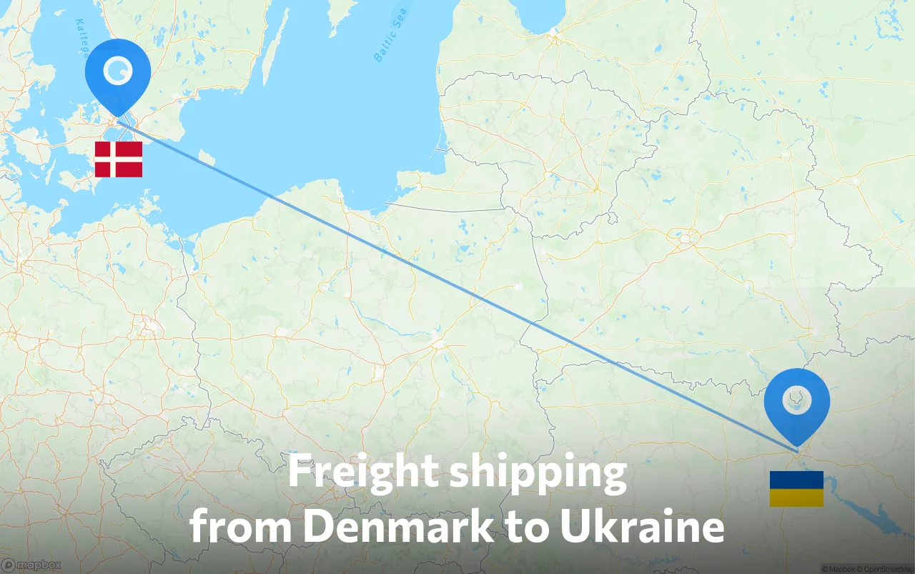 Shipping route from Denmark to Ukraine