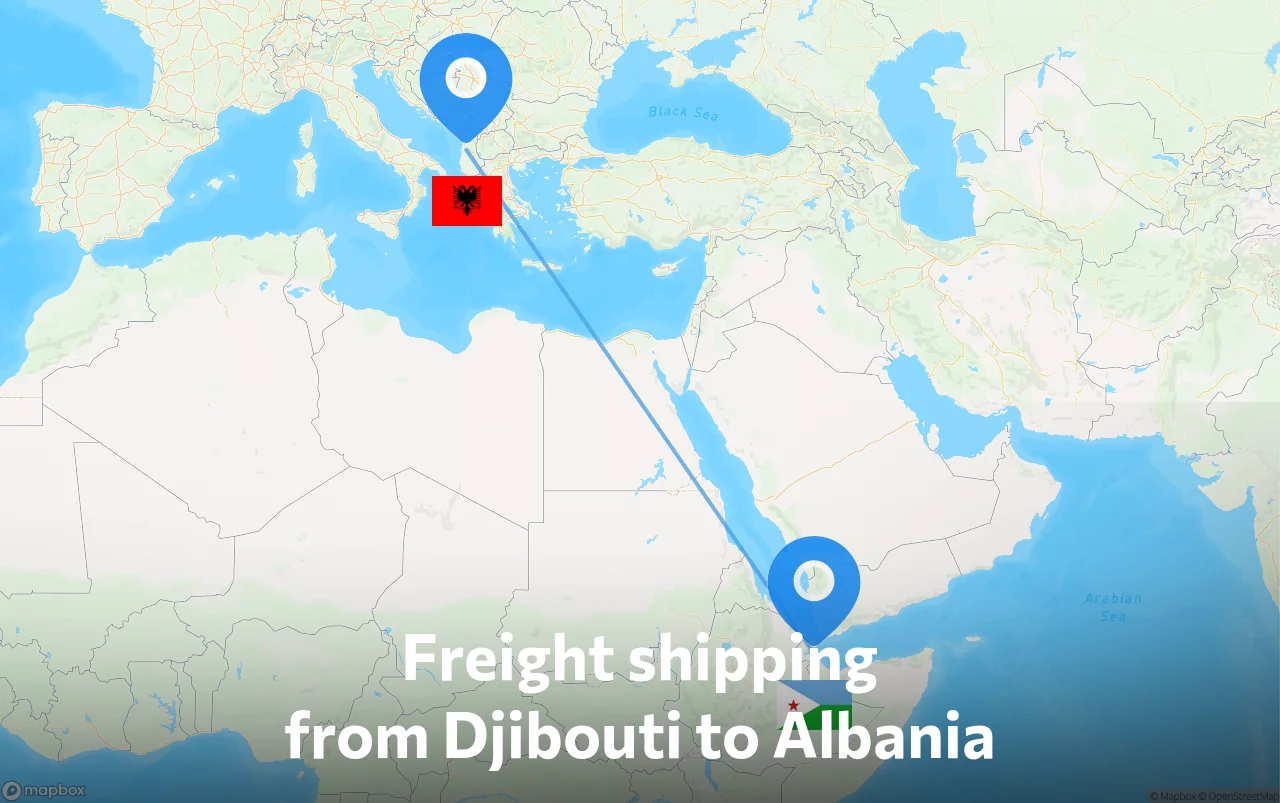 Shipping route from Djibouti to Albania