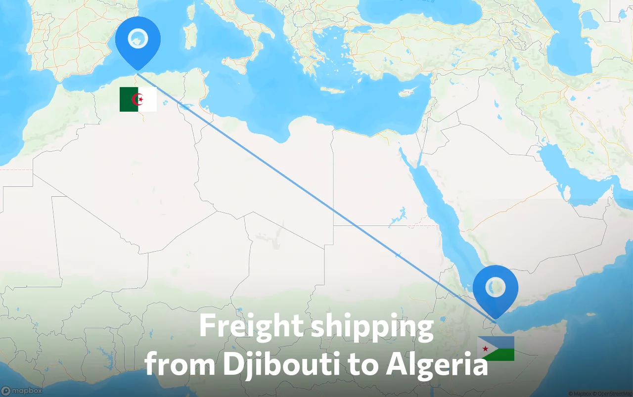 Shipping route from Djibouti to Algeria