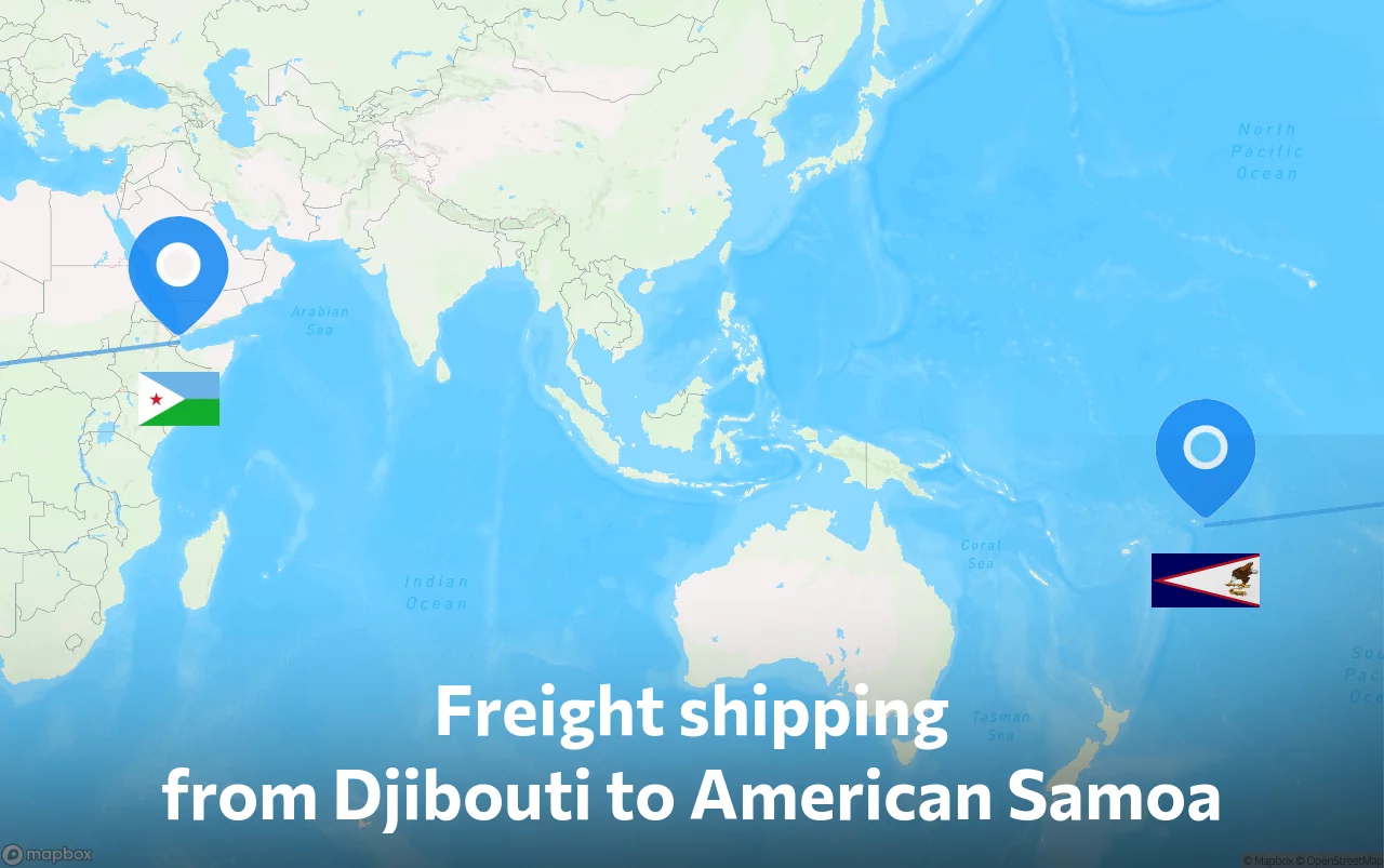 Shipping route from Djibouti to American Samoa