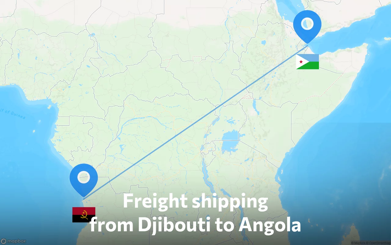 Shipping route from Djibouti to Angola