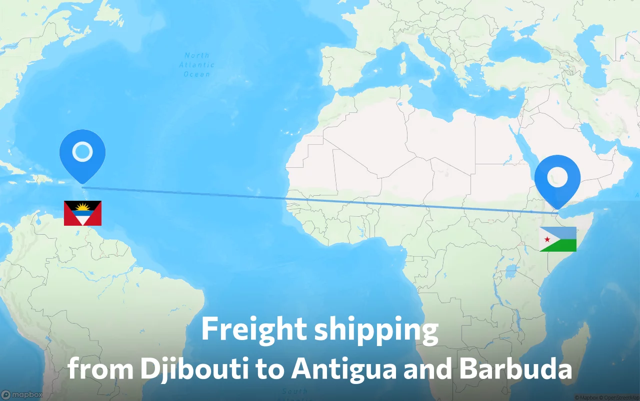 Shipping route from Djibouti to Antigua and Barbuda