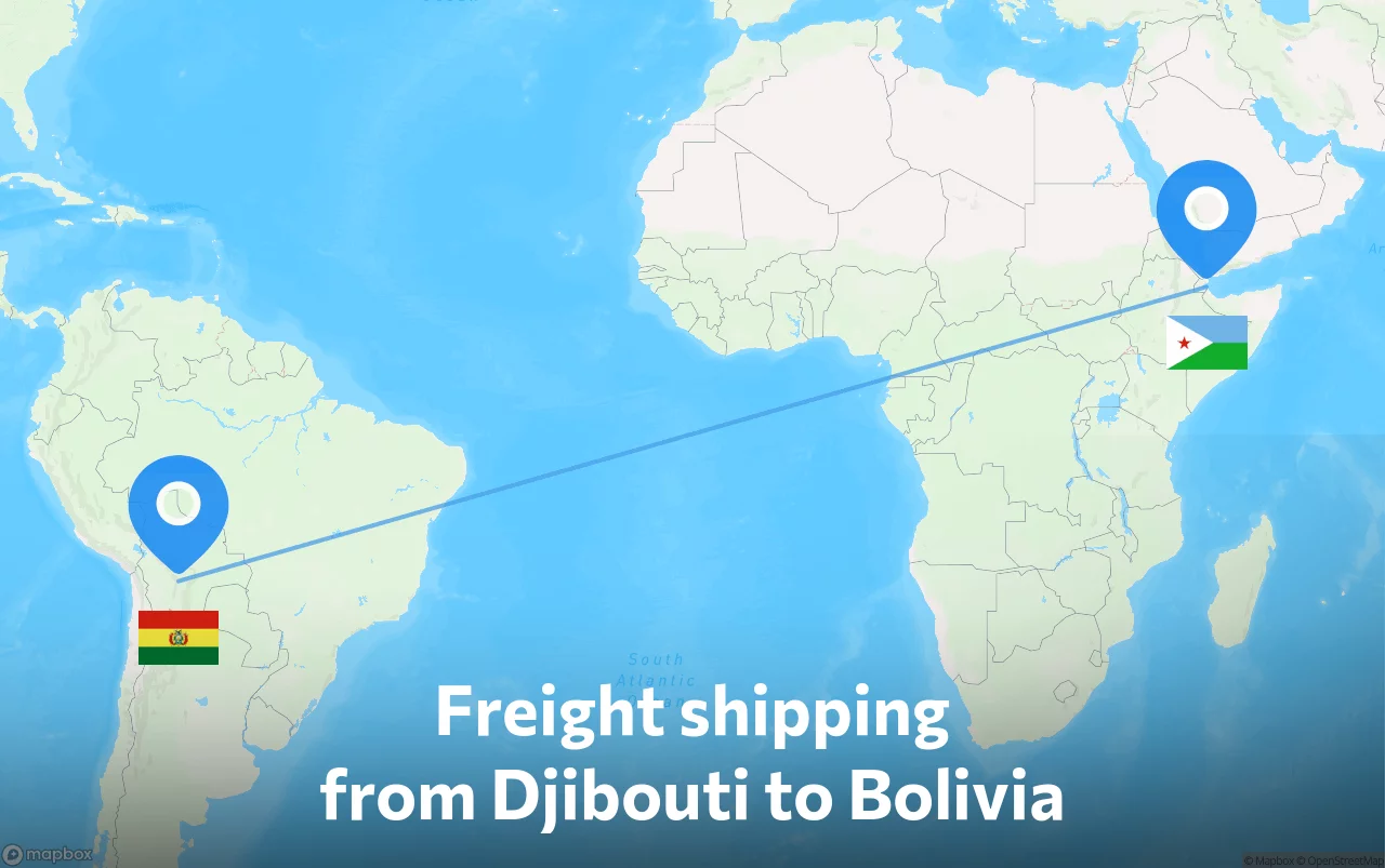 Shipping route from Djibouti to Bolivia