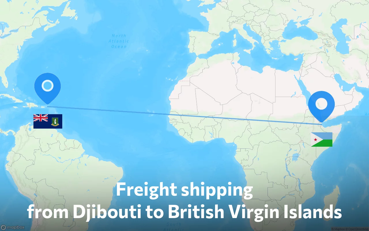 Shipping route from Djibouti to British Virgin Islands