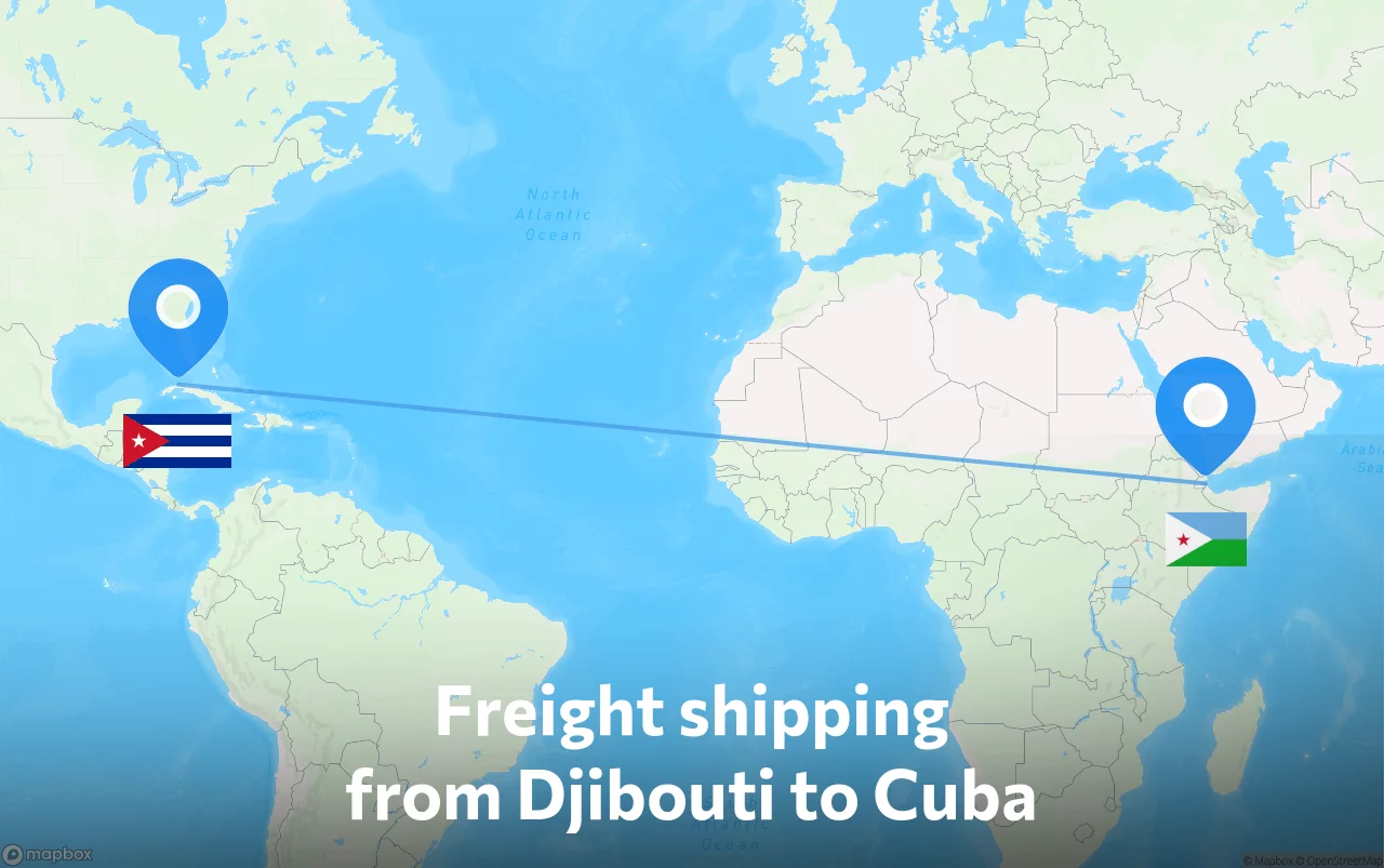 Shipping route from Djibouti to Cuba