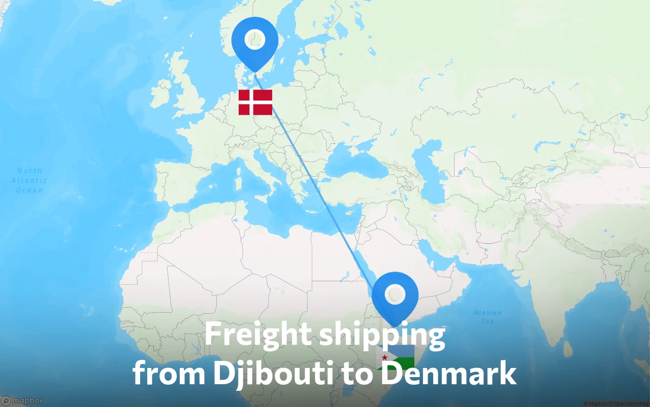 Shipping route from Djibouti to Denmark