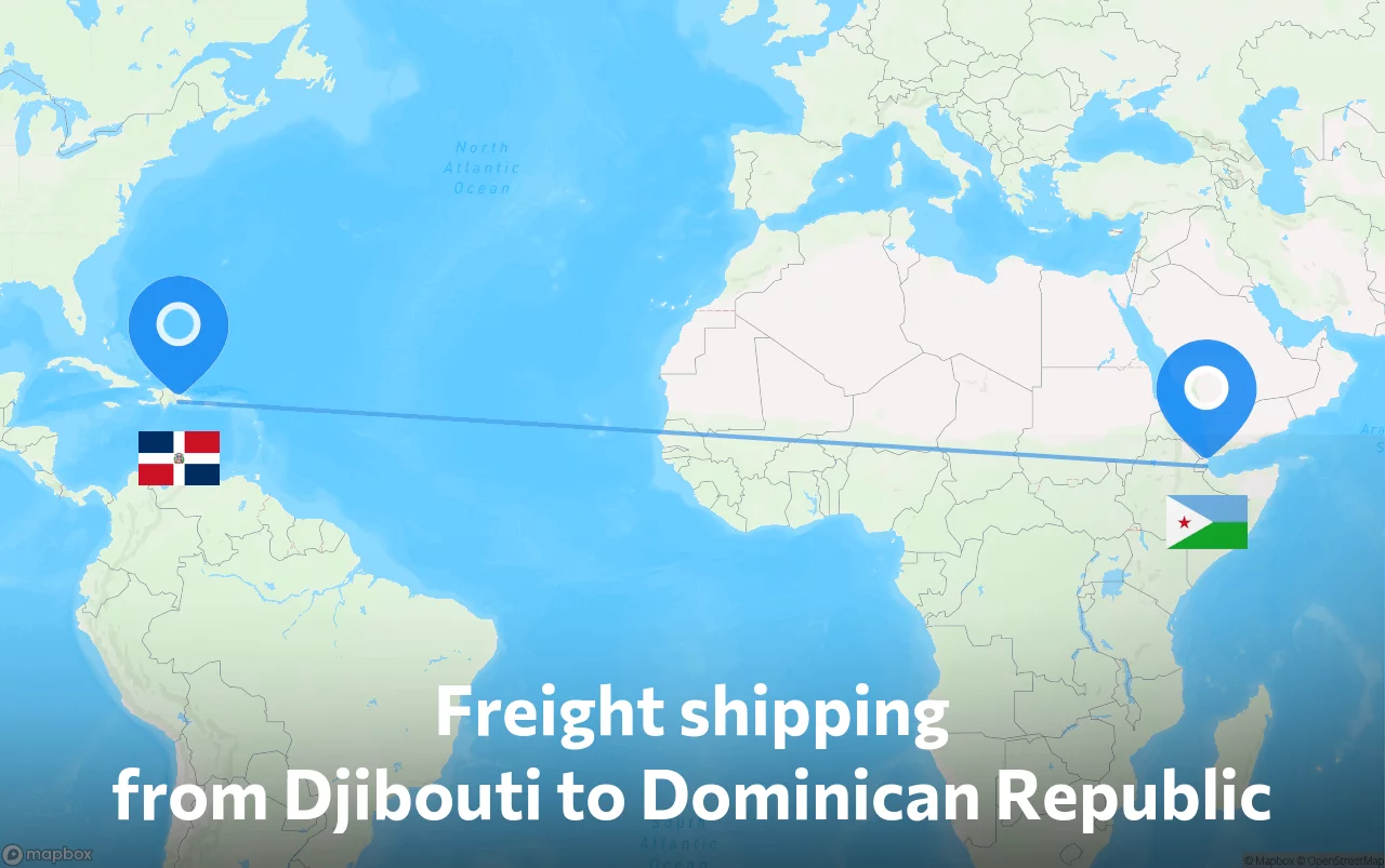 Shipping route from Djibouti to Dominican Republic