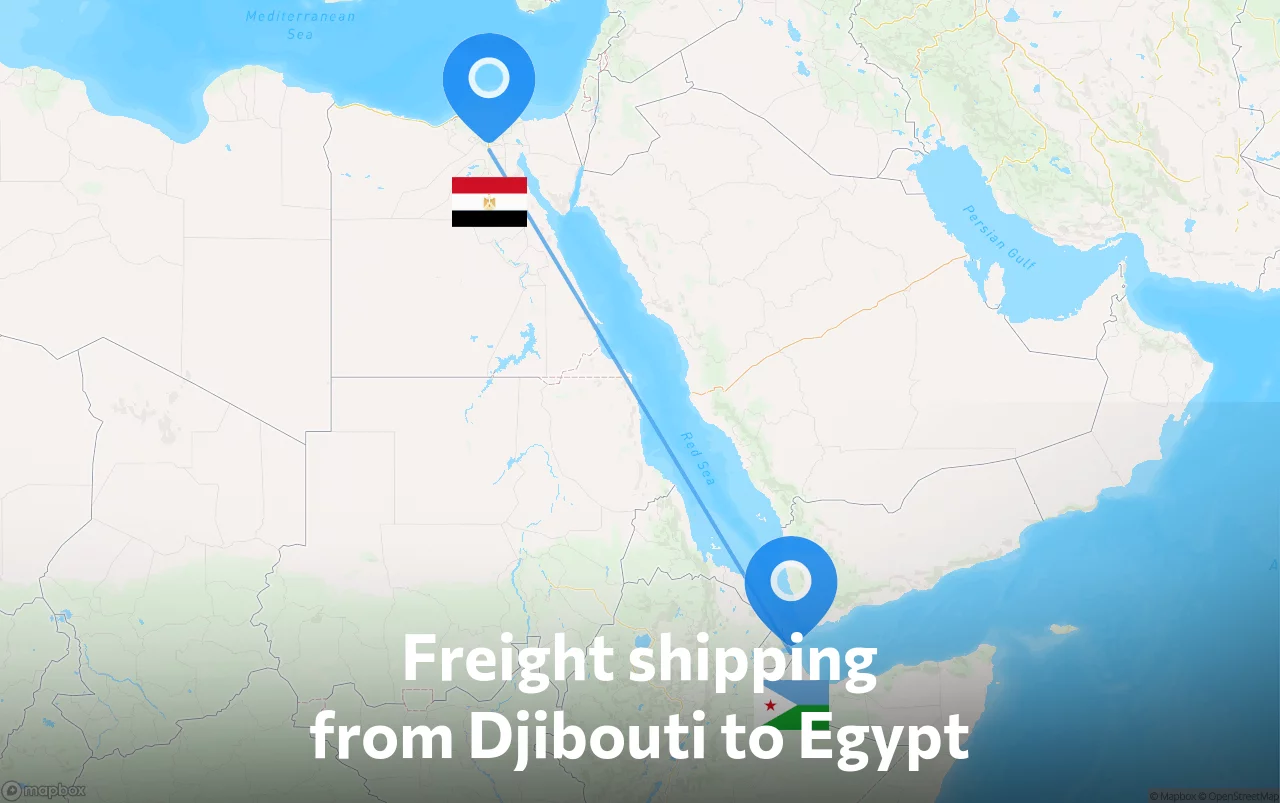 Shipping route from Djibouti to Egypt
