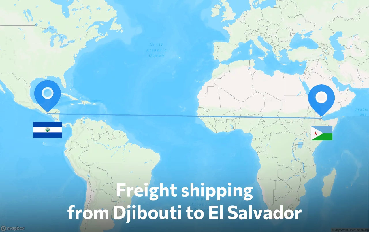 Shipping route from Djibouti to El Salvador