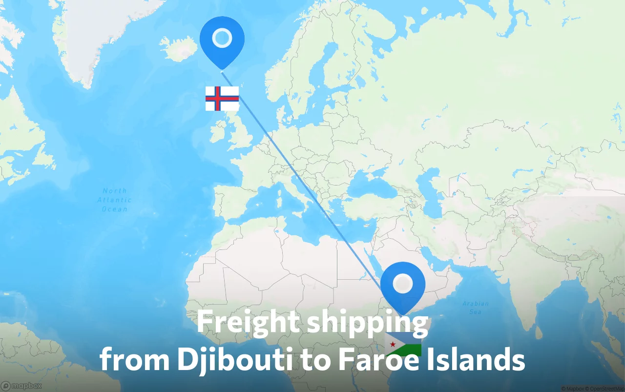 Shipping route from Djibouti to Faroe Islands