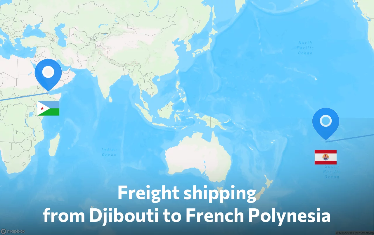 Shipping route from Djibouti to French Polynesia