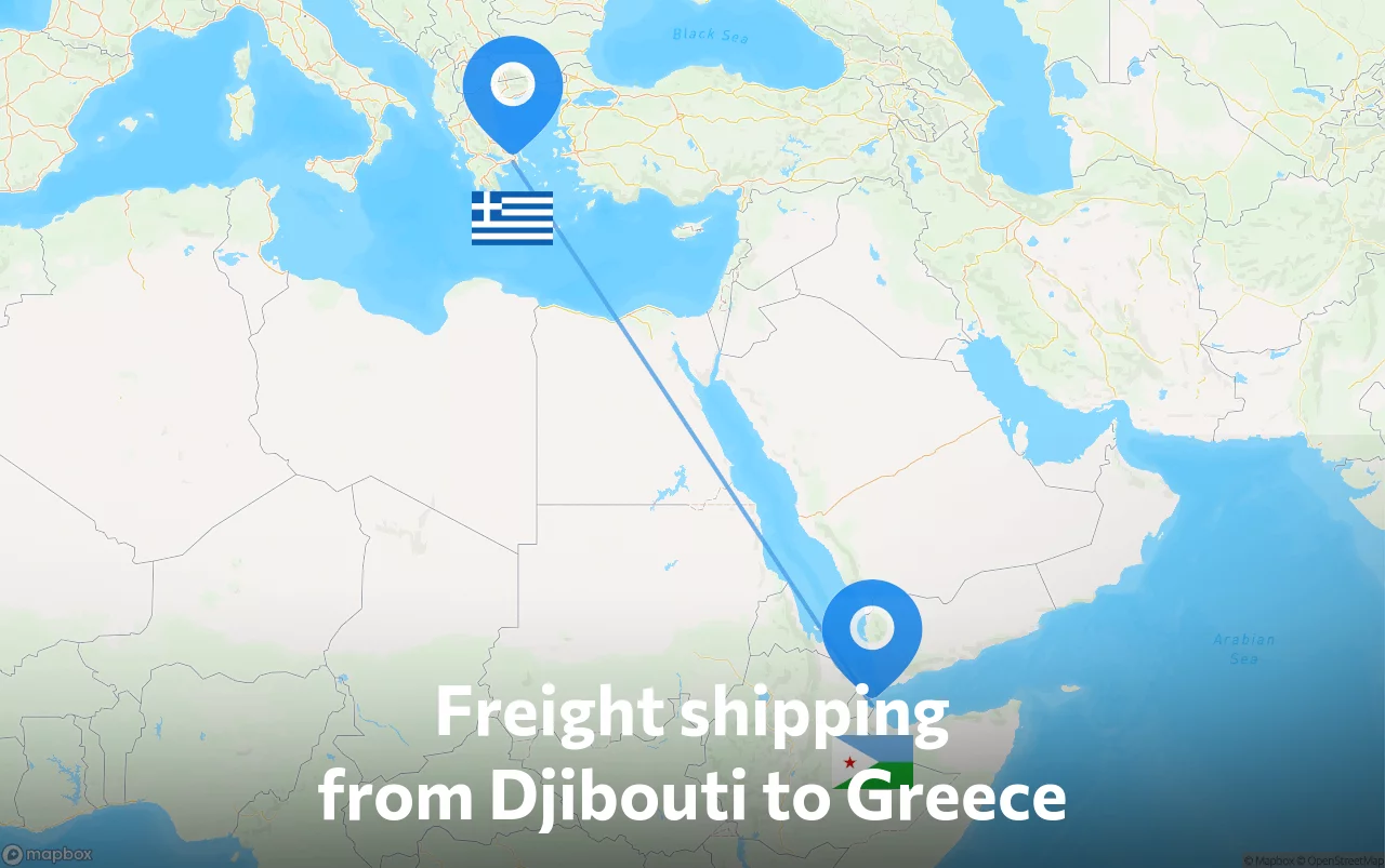 Shipping route from Djibouti to Greece