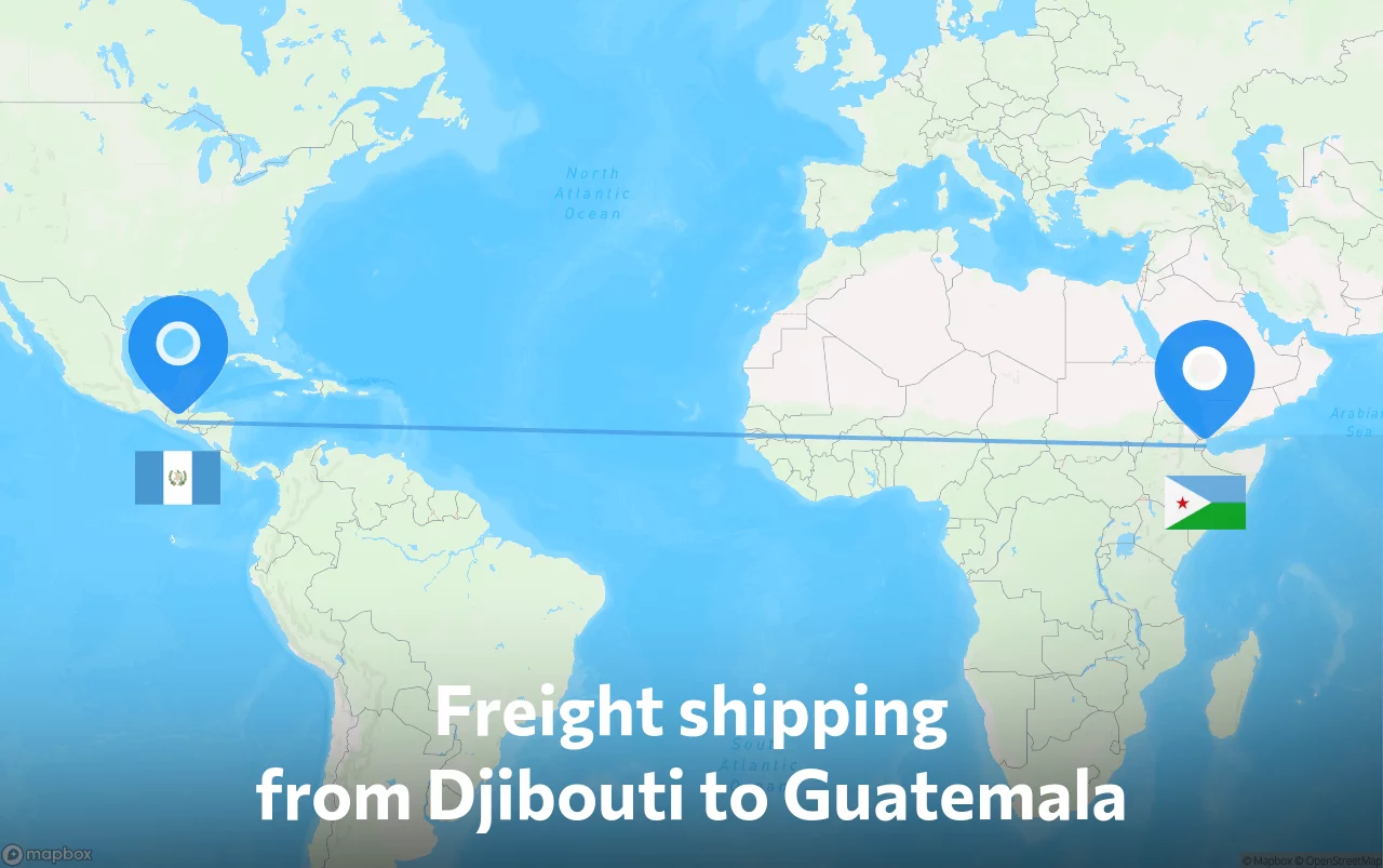 Shipping route from Djibouti to Guatemala