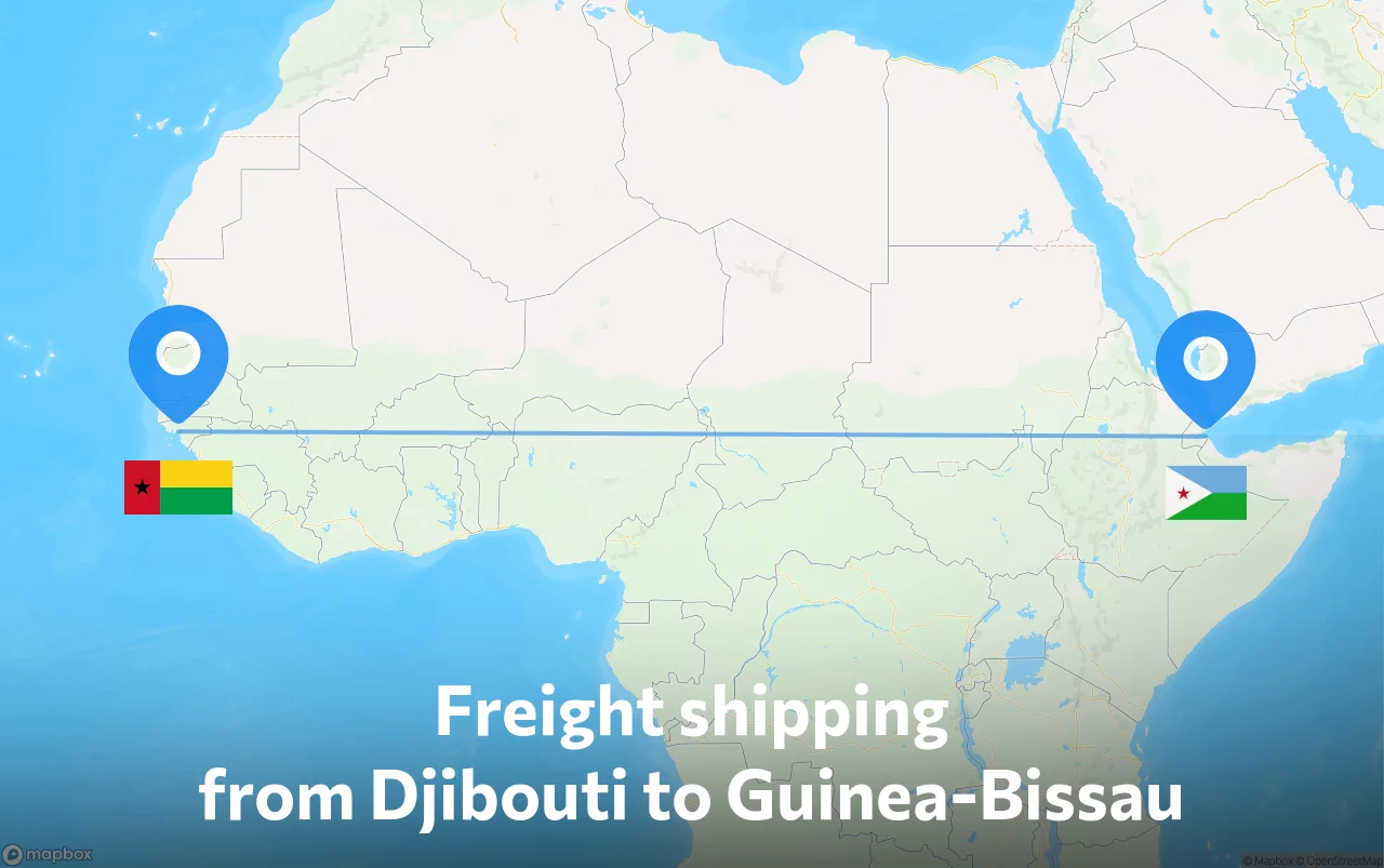 Shipping route from Djibouti to Guinea-Bissau