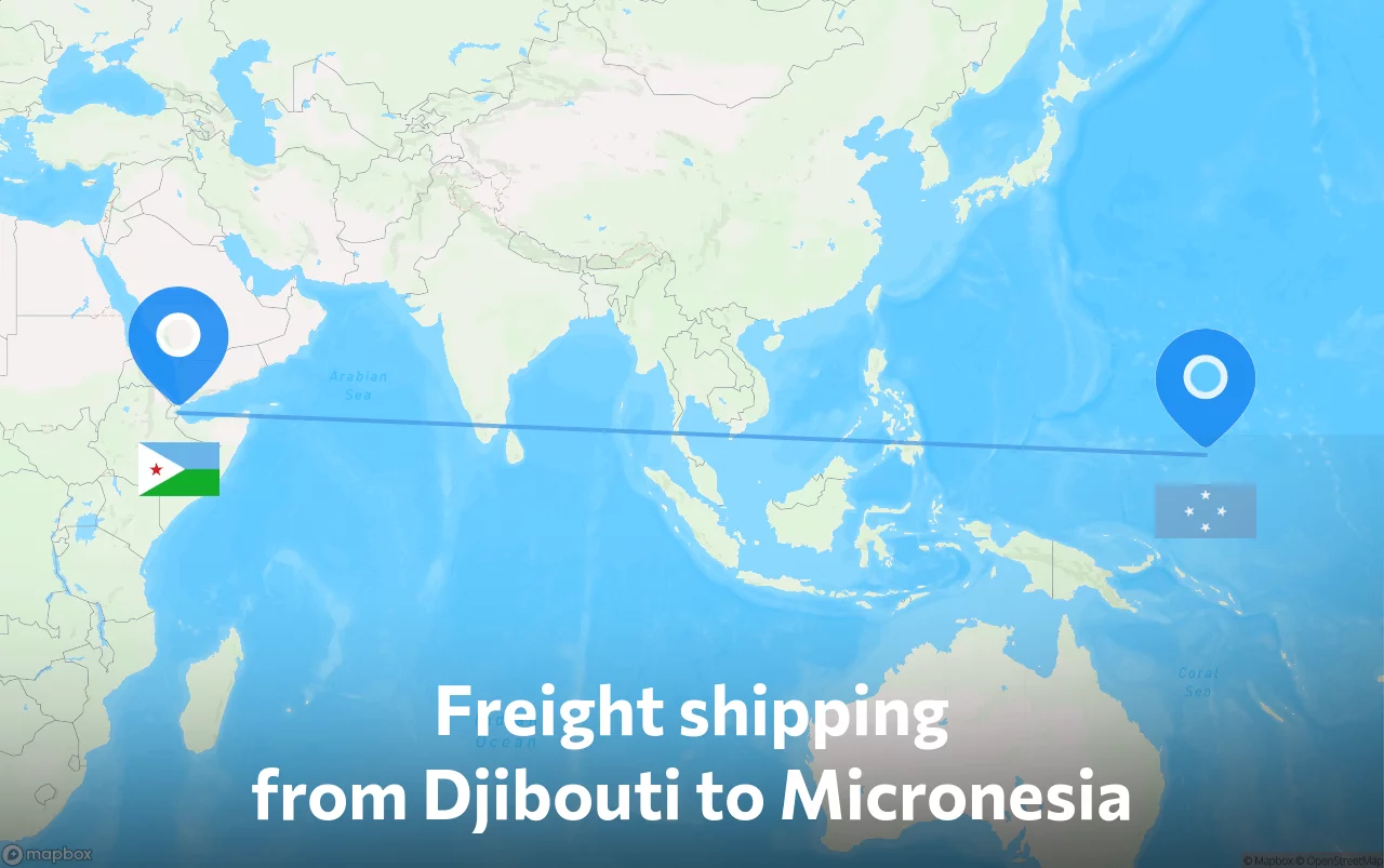 Shipping route from Djibouti to Micronesia