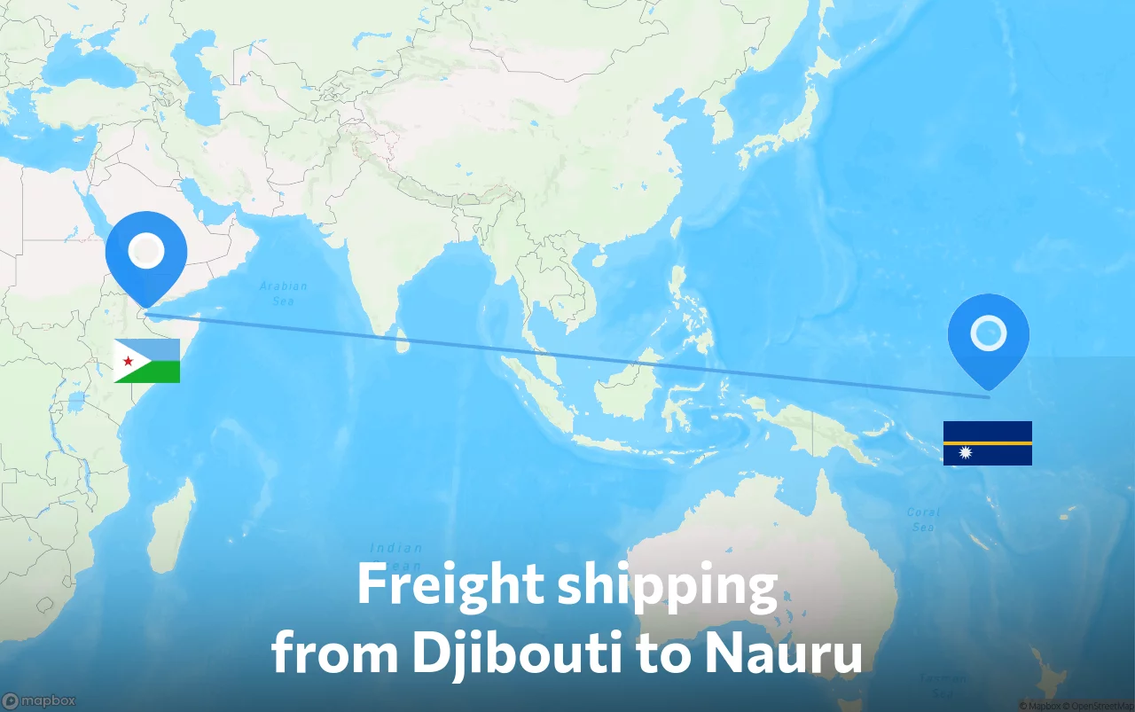Shipping route from Djibouti to Nauru