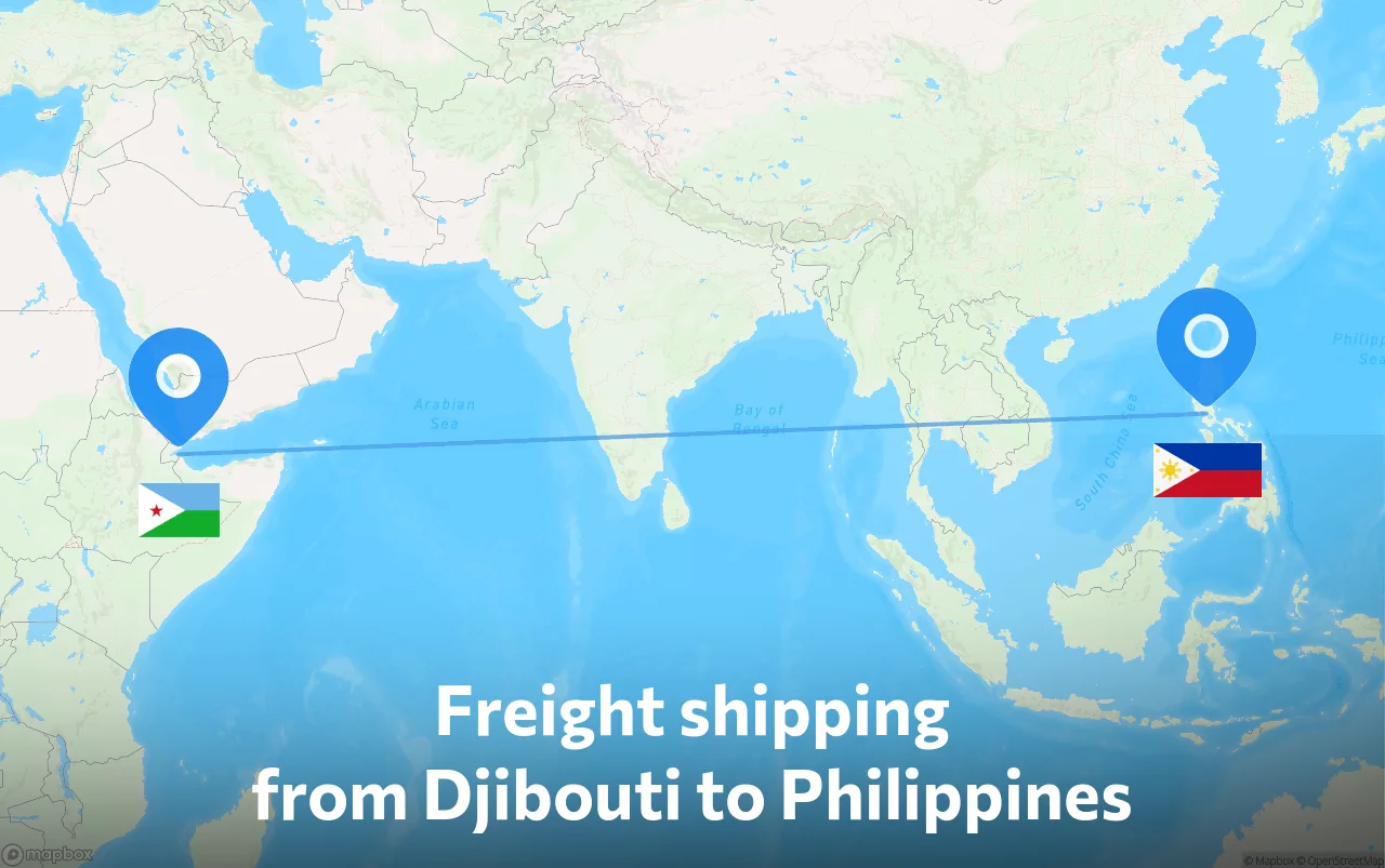 Shipping route from Djibouti to Philippines