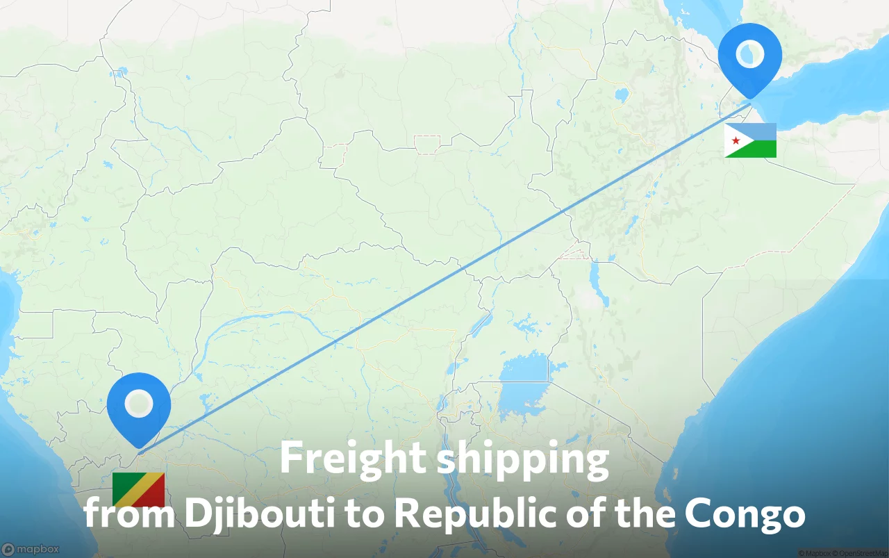 Shipping route from Djibouti to Republic of the Congo