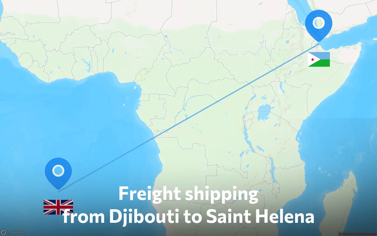 Shipping route from Djibouti to Saint Helena