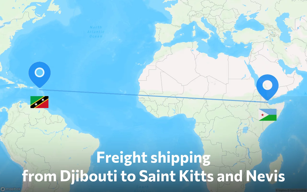 Shipping route from Djibouti to Saint Kitts and Nevis