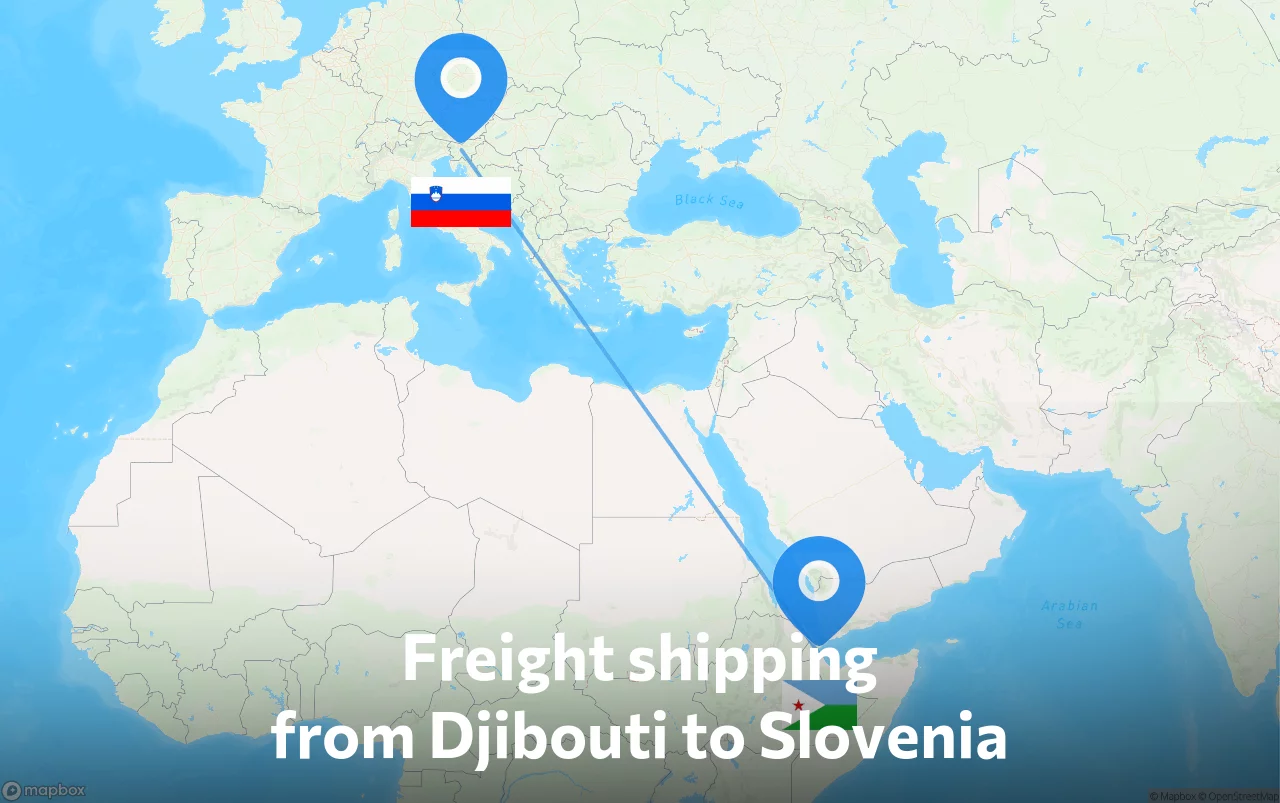 Shipping route from Djibouti to Slovenia
