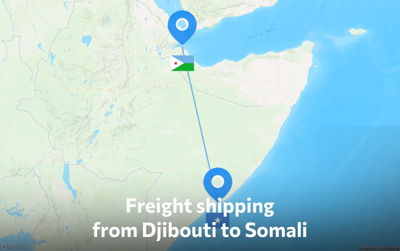 Shipping route from Djibouti to Somali