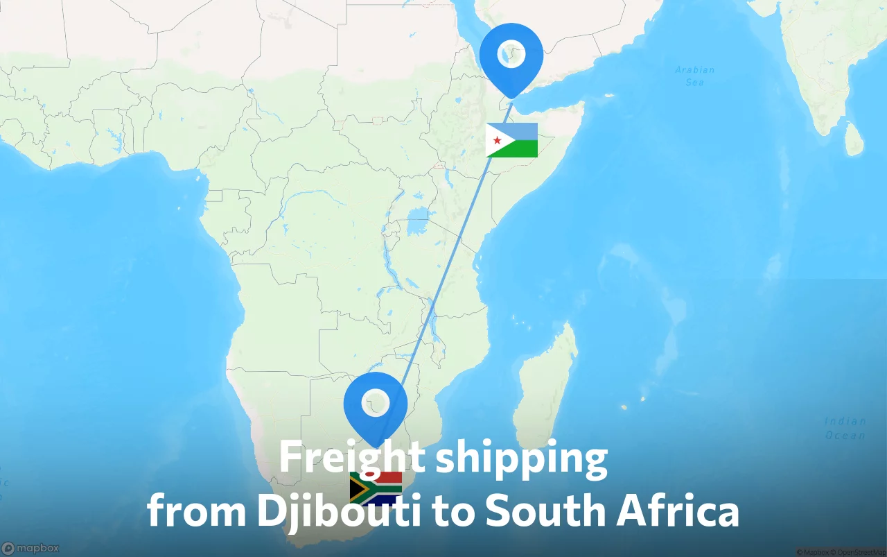 Shipping route from Djibouti to South Africa
