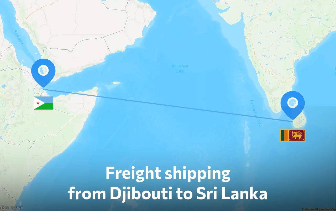 Shipping route from Djibouti to Sri Lanka