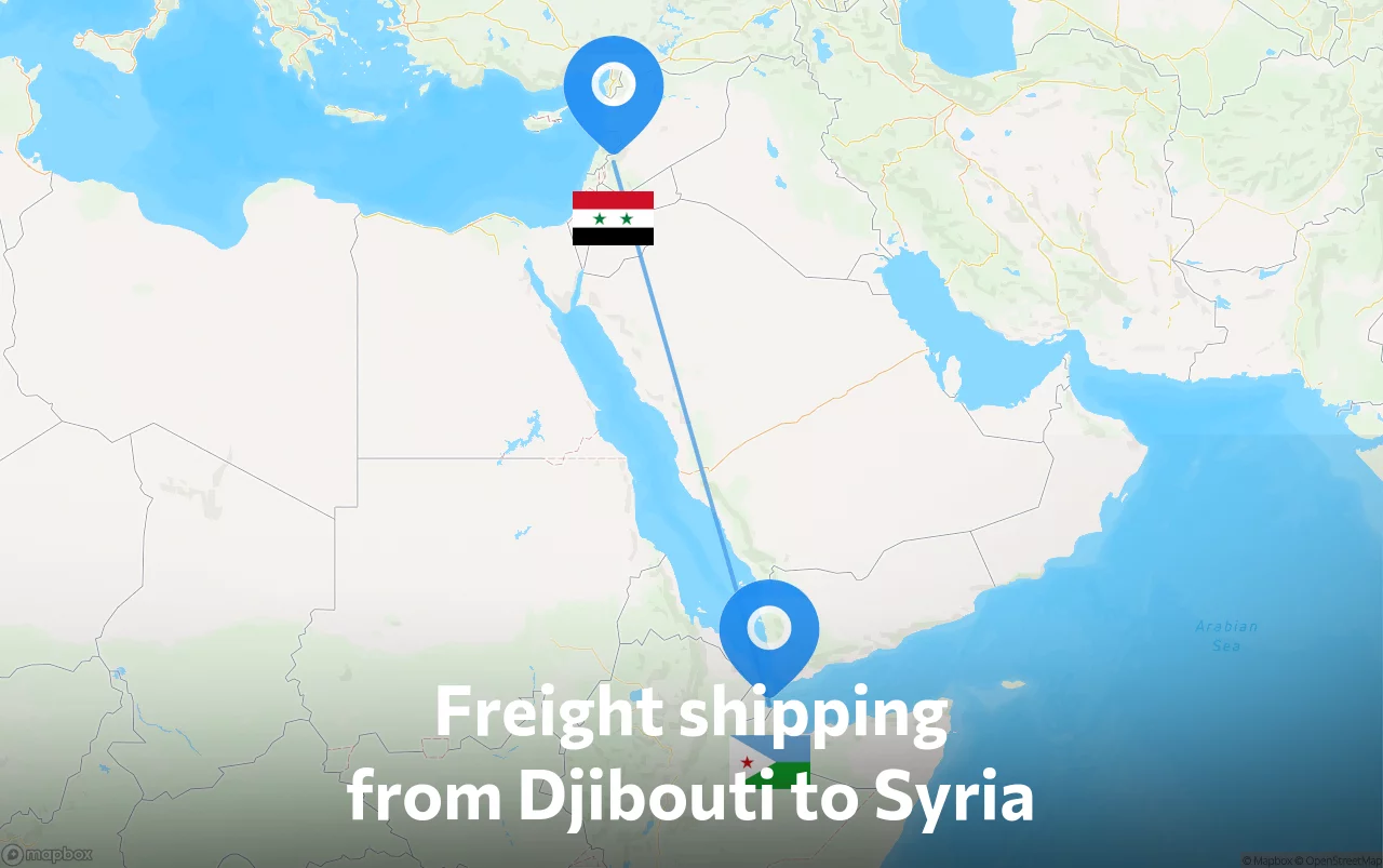 Shipping route from Djibouti to Syria