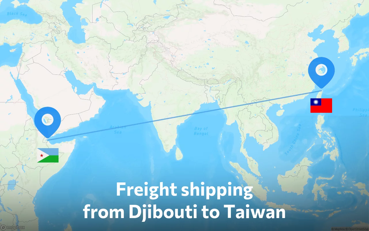 Shipping route from Djibouti to Taiwan